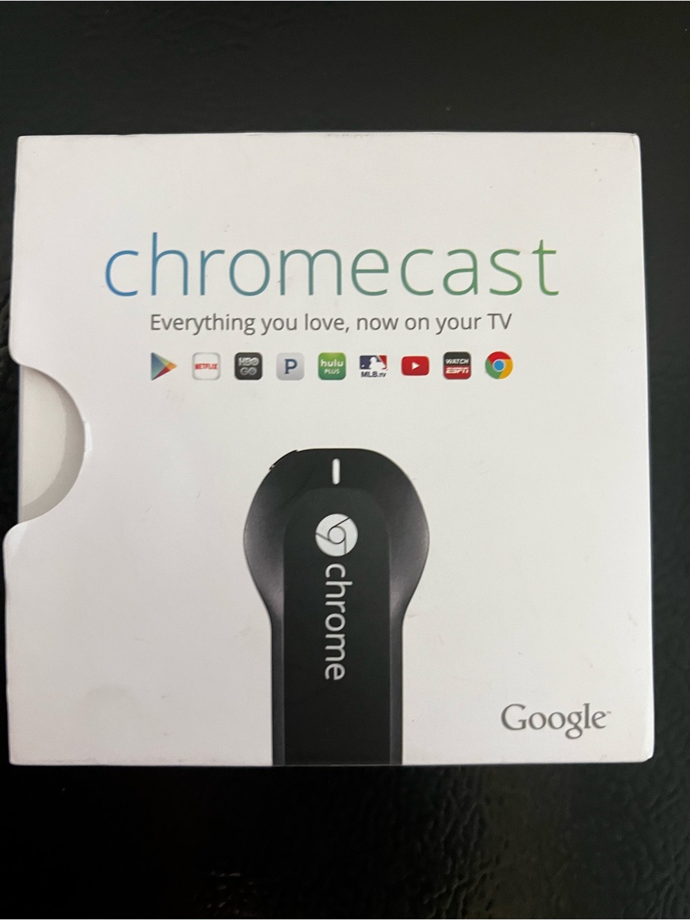 Google Chromecast Box with Black Streaming Dongle